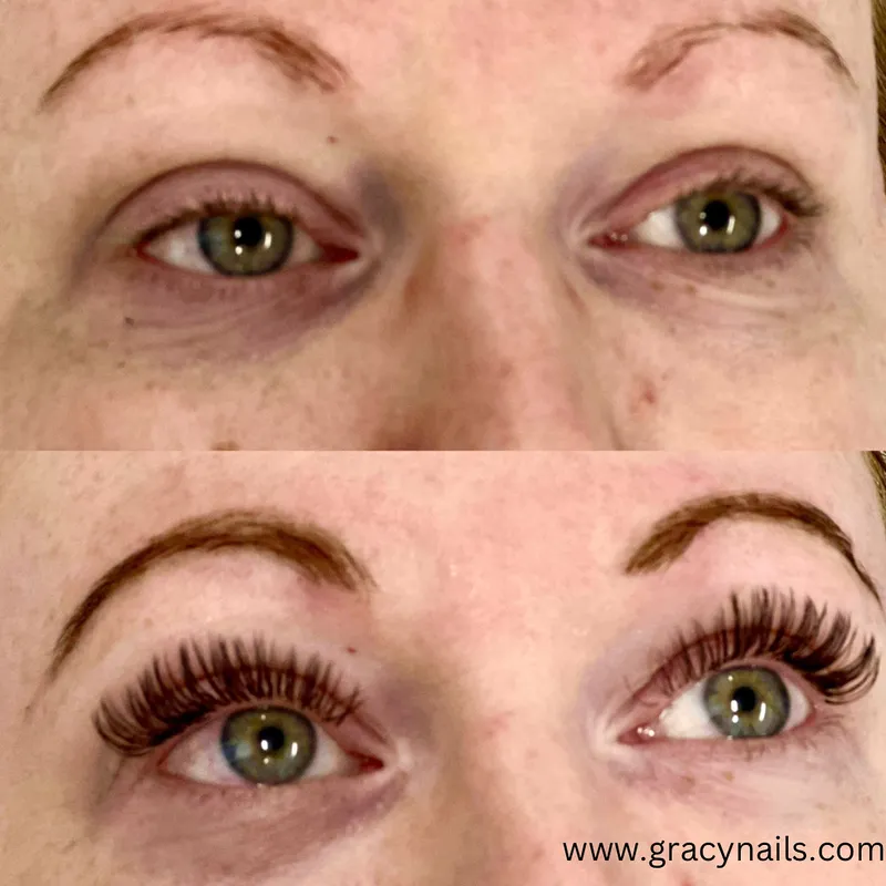 Classic lash extensions before and after