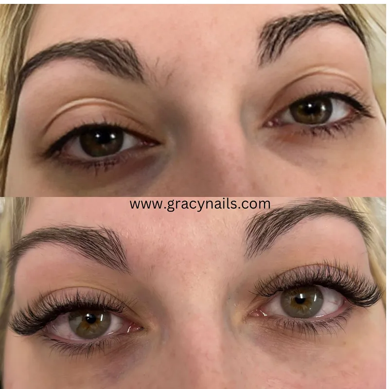 Volume lash extensions before and after