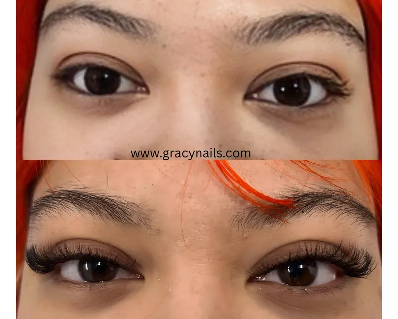 Classic lash extensions before and after