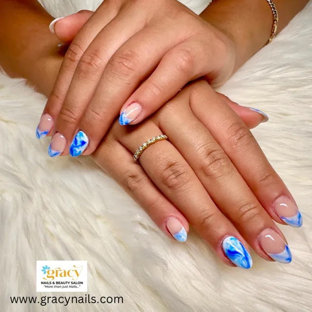 Blue marble nail art